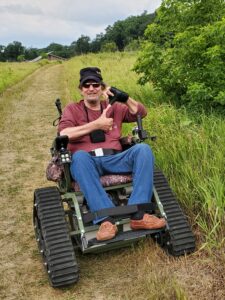 Steve Kriz in all-terrain wheelchair during BioBlitz