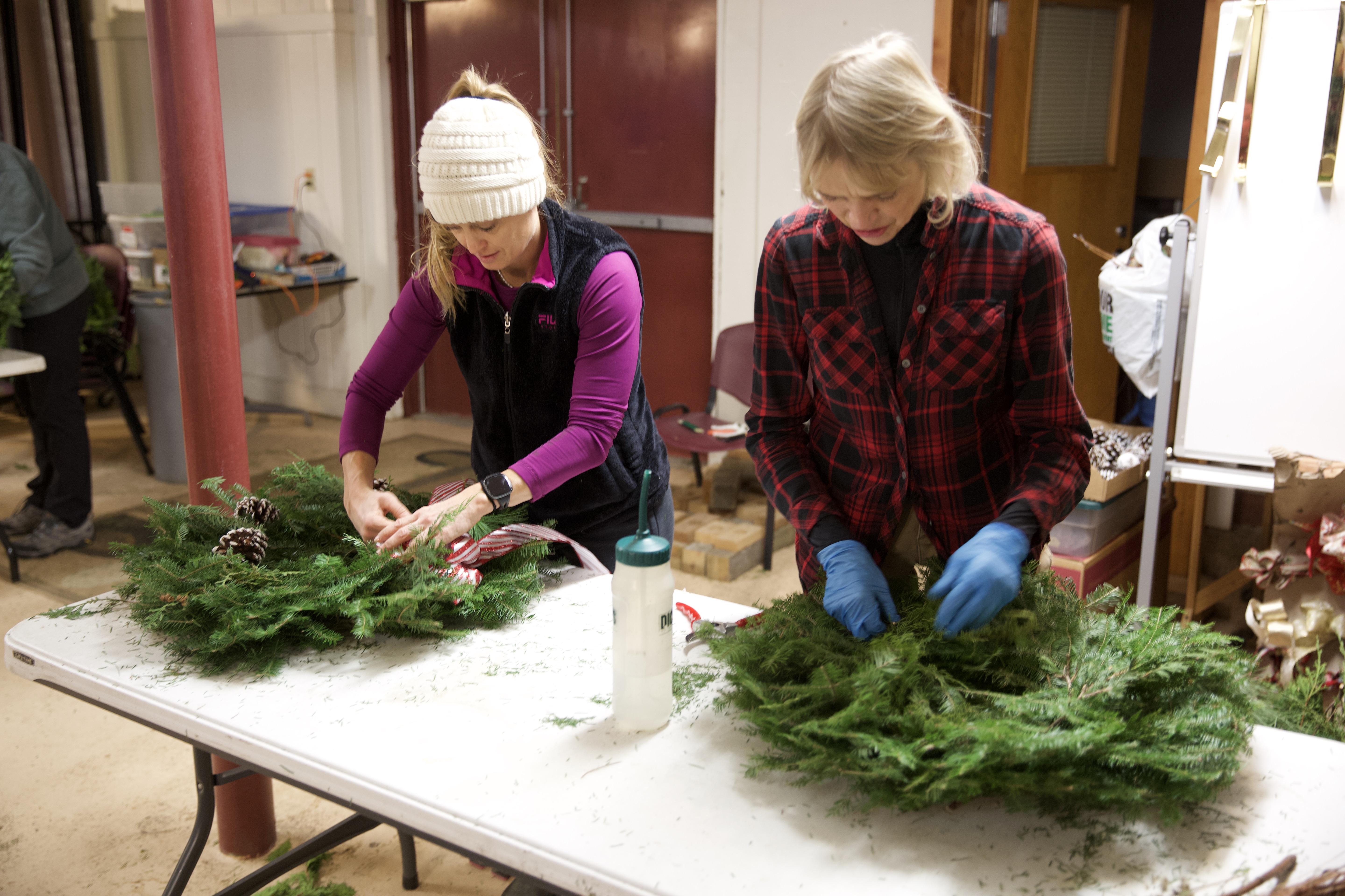 Friends volunteers making wreaths